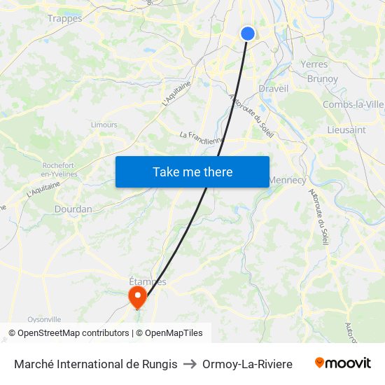Marché International de Rungis to Ormoy-La-Riviere map
