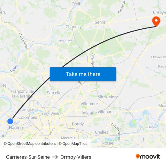 Carrieres-Sur-Seine to Ormoy-Villers map