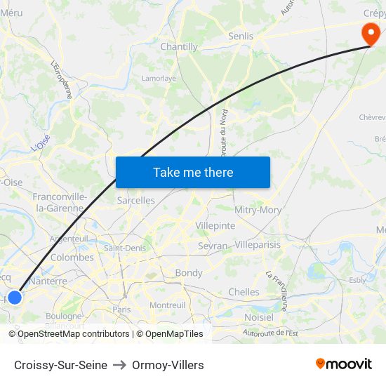 Croissy-Sur-Seine to Ormoy-Villers map