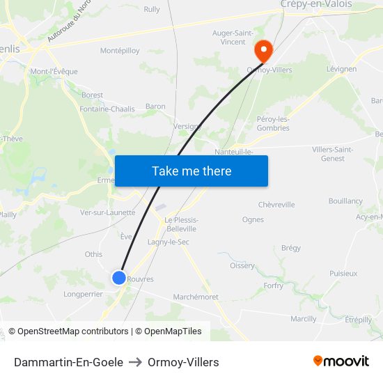 Dammartin-En-Goele to Ormoy-Villers map