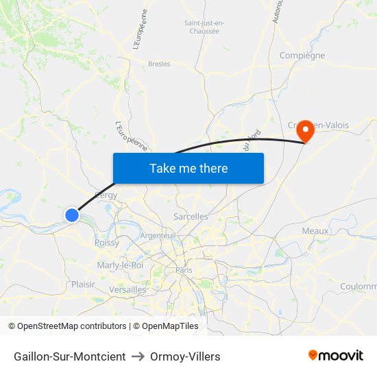Gaillon-Sur-Montcient to Ormoy-Villers map