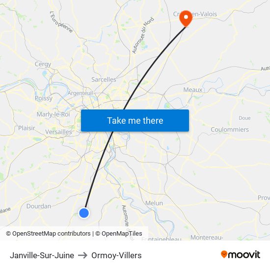 Janville-Sur-Juine to Ormoy-Villers map