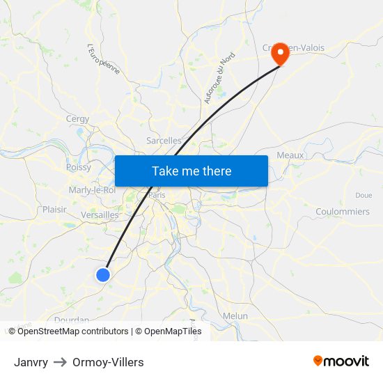 Janvry to Ormoy-Villers map