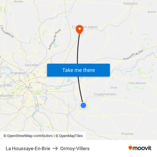 La Houssaye-En-Brie to Ormoy-Villers map
