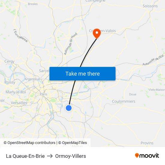 La Queue-En-Brie to Ormoy-Villers map