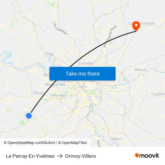 Le Perray-En-Yvelines to Ormoy-Villers map