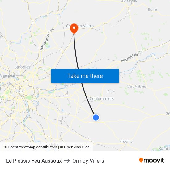 Le Plessis-Feu-Aussoux to Ormoy-Villers map