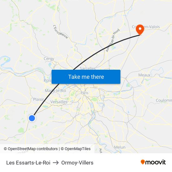 Les Essarts-Le-Roi to Ormoy-Villers map