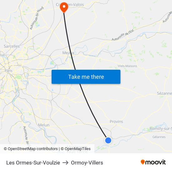 Les Ormes-Sur-Voulzie to Ormoy-Villers map