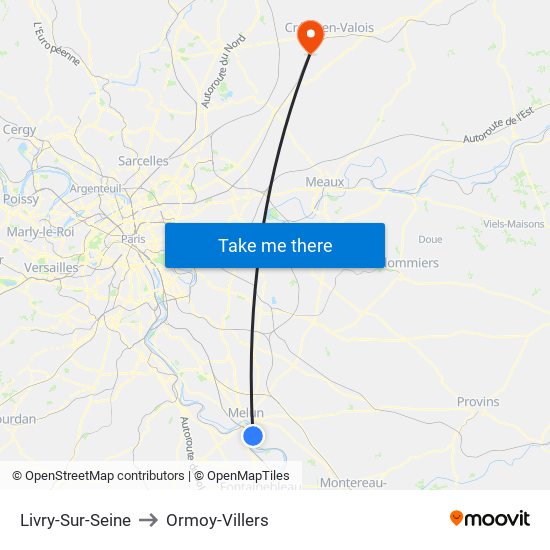 Livry-Sur-Seine to Ormoy-Villers map