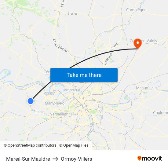 Mareil-Sur-Mauldre to Ormoy-Villers map