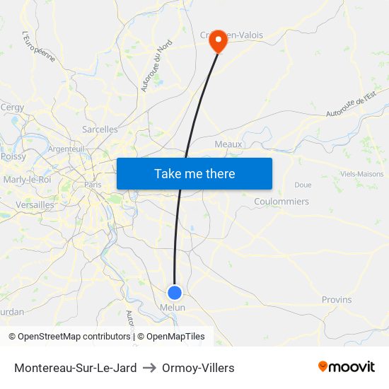 Montereau-Sur-Le-Jard to Ormoy-Villers map