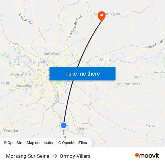 Morsang-Sur-Seine to Ormoy-Villers map