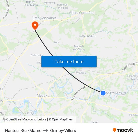 Nanteuil-Sur-Marne to Ormoy-Villers map