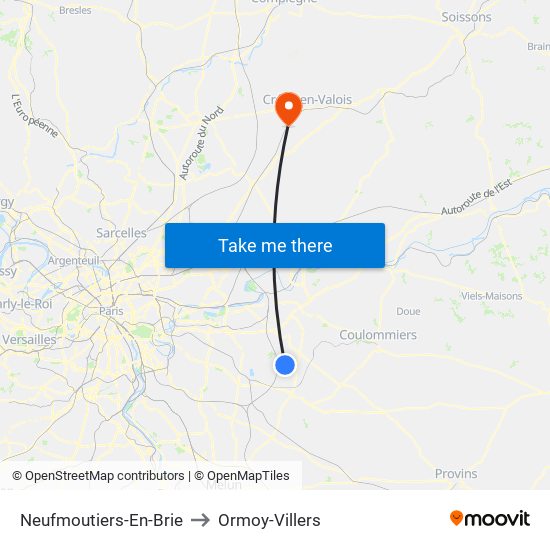 Neufmoutiers-En-Brie to Ormoy-Villers map