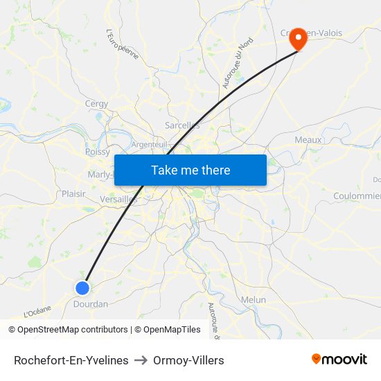 Rochefort-En-Yvelines to Ormoy-Villers map