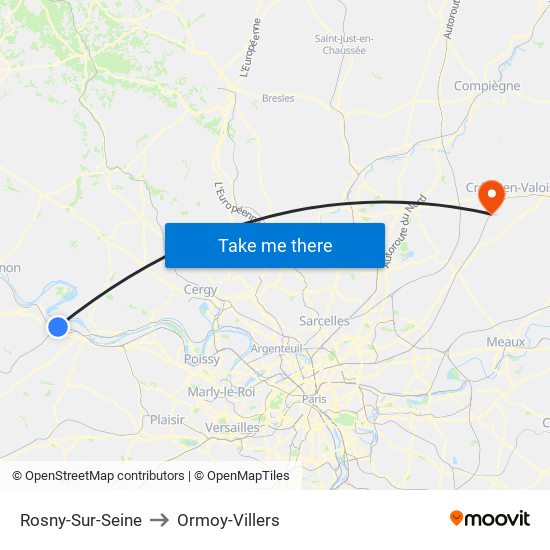 Rosny-Sur-Seine to Ormoy-Villers map