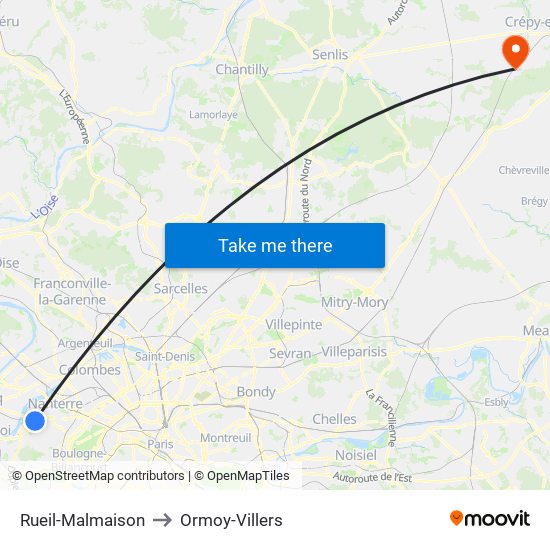 Rueil-Malmaison to Ormoy-Villers map