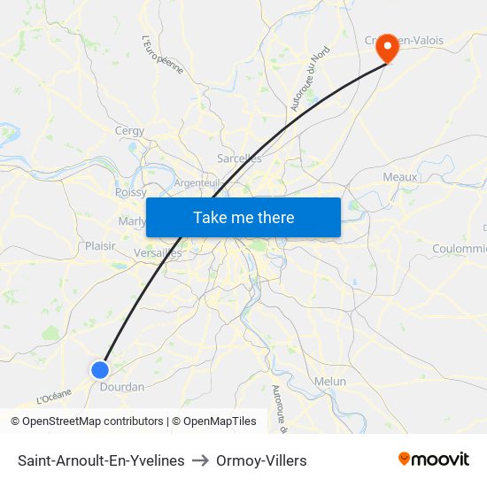 Saint-Arnoult-En-Yvelines to Ormoy-Villers map