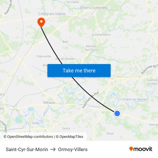 Saint-Cyr-Sur-Morin to Ormoy-Villers map