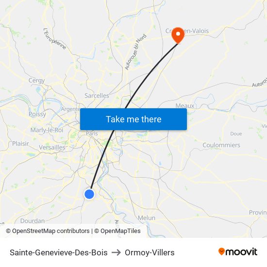 Sainte-Genevieve-Des-Bois to Ormoy-Villers map