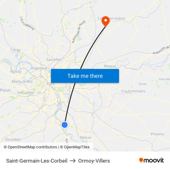 Saint-Germain-Les-Corbeil to Ormoy-Villers map
