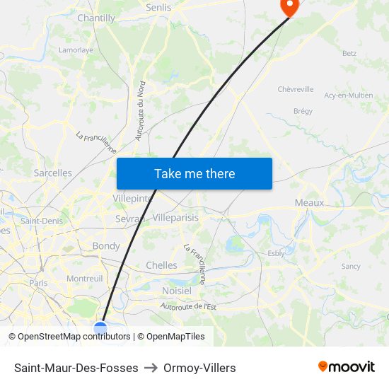 Saint-Maur-Des-Fosses to Ormoy-Villers map