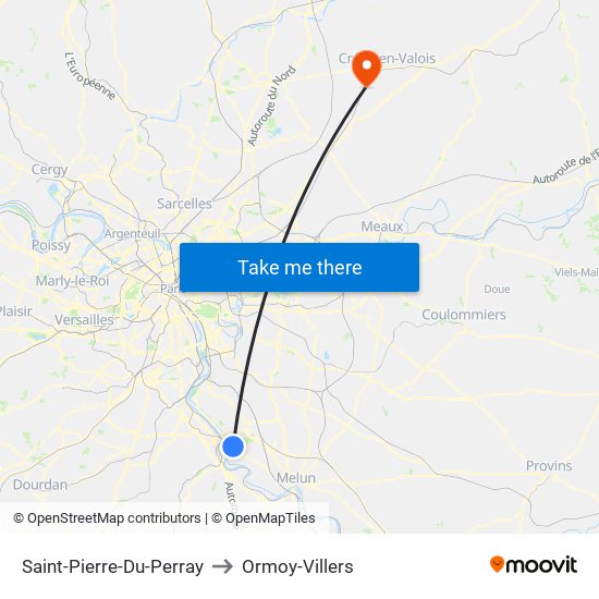 Saint-Pierre-Du-Perray to Ormoy-Villers map