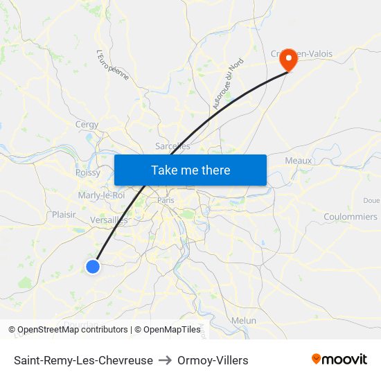 Saint-Remy-Les-Chevreuse to Ormoy-Villers map