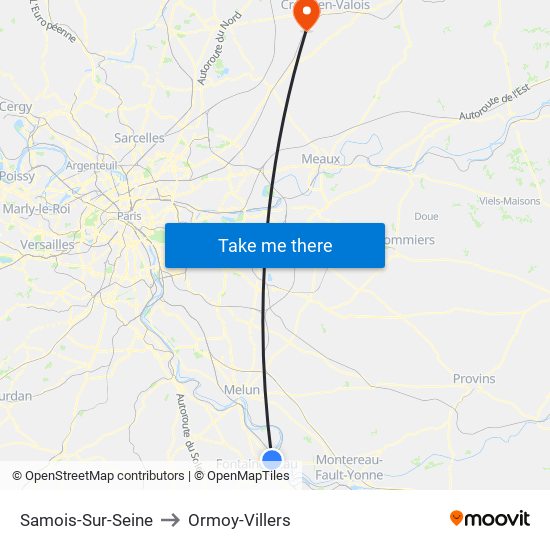 Samois-Sur-Seine to Ormoy-Villers map