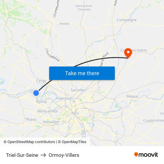 Triel-Sur-Seine to Ormoy-Villers map