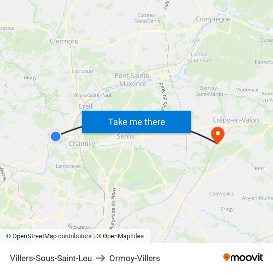 Villers-Sous-Saint-Leu to Ormoy-Villers map