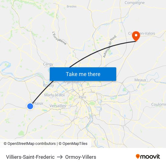 Villiers-Saint-Frederic to Ormoy-Villers map