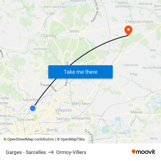 Garges - Sarcelles to Ormoy-Villers map