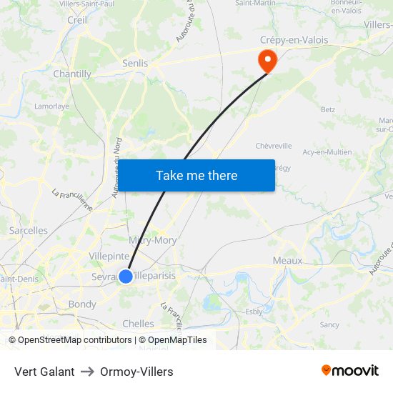 Vert Galant to Ormoy-Villers map