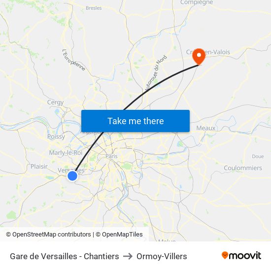 Gare de Versailles - Chantiers to Ormoy-Villers map