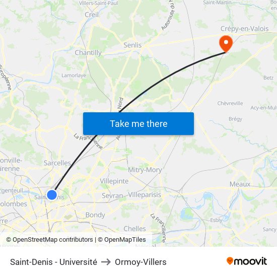 Saint-Denis - Université to Ormoy-Villers map