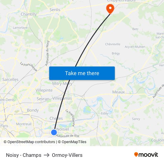 Noisy - Champs to Ormoy-Villers map