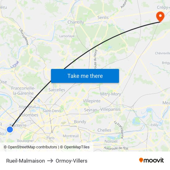 Rueil-Malmaison to Ormoy-Villers map