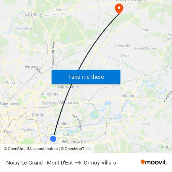 Noisy-Le-Grand - Mont D'Est to Ormoy-Villers map