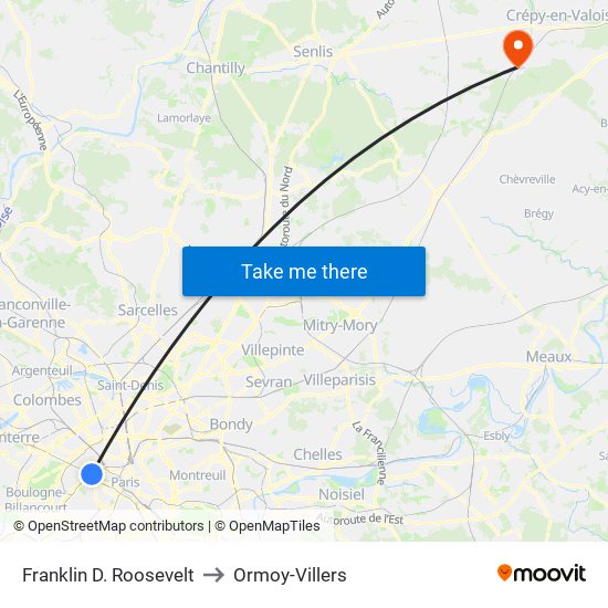 Franklin D. Roosevelt to Ormoy-Villers map