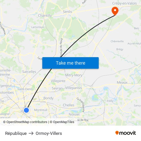 République to Ormoy-Villers map