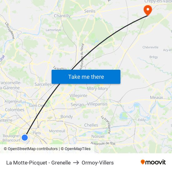 La Motte-Picquet - Grenelle to Ormoy-Villers map