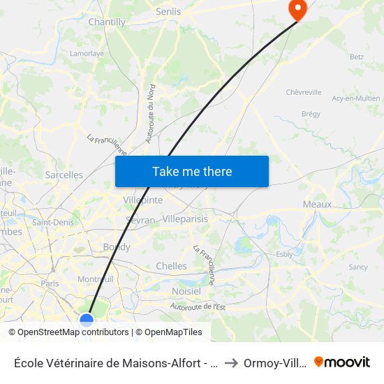 École Vétérinaire de Maisons-Alfort - Métro to Ormoy-Villers map