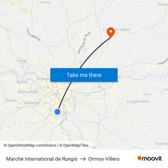 Marché International de Rungis to Ormoy-Villers map