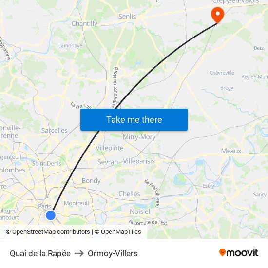 Quai de la Rapée to Ormoy-Villers map