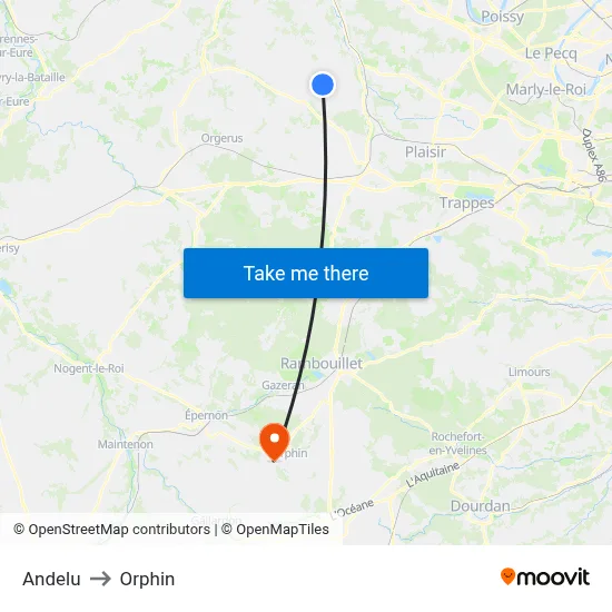 Andelu to Orphin map