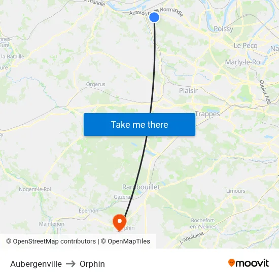 Aubergenville to Orphin map