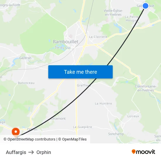 Auffargis to Orphin map