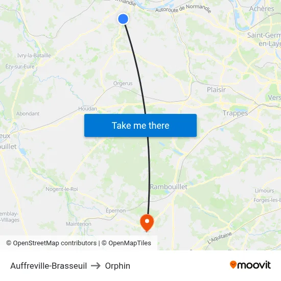 Auffreville-Brasseuil to Orphin map